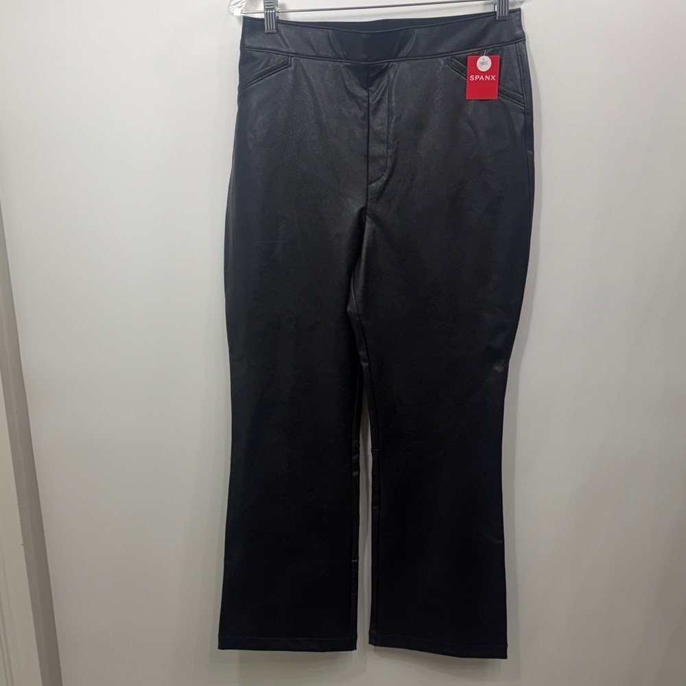Spanx Leather - Like Kick Flare Pants size XL Tall. Luxe black. NWT.